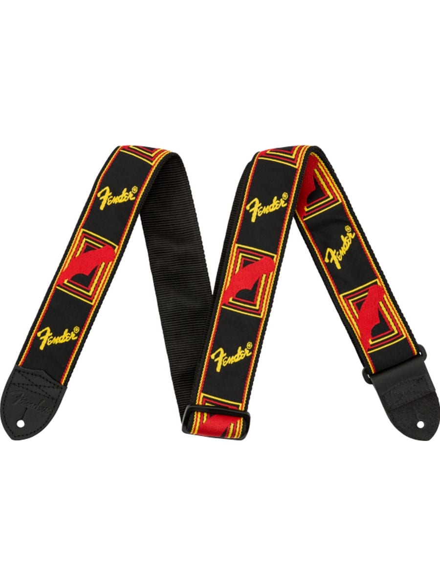 Sangle Fender Monogrammed BLK/YELLOW/RED